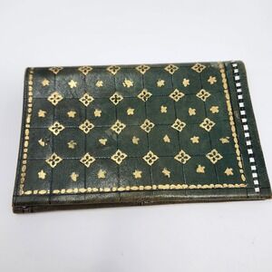 ER 22 Carati Vintage Leather Wallet Clutch Unique Design Green‎
